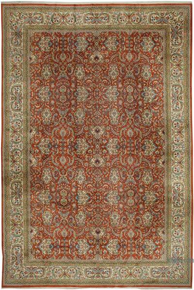 Red, Beige New Hand-Knotted Wool Oushak Rug - 13' 1" x 19' 9" (157 in. x 237 in.)