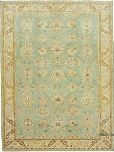 Beige, Green New Hand-Knotted Wool Oushak Rug - 10' 1" x 13' 8" (121 in. x 164 in.)