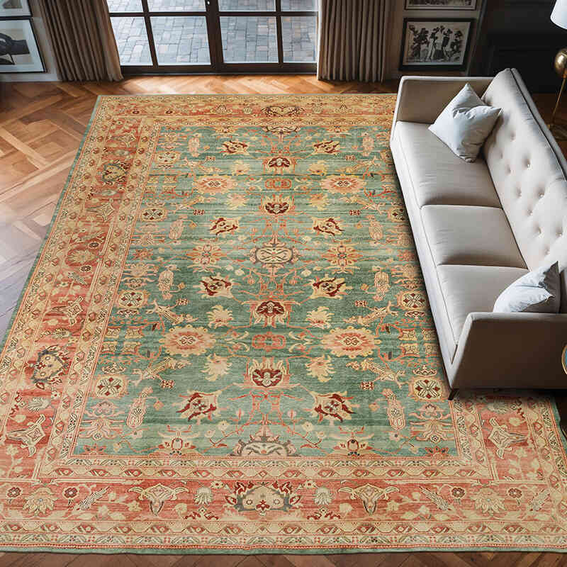 New Hand-Knotted Wool Oushak Rug - 10' 1" x 13' 7" (121" x 163") - K0056682