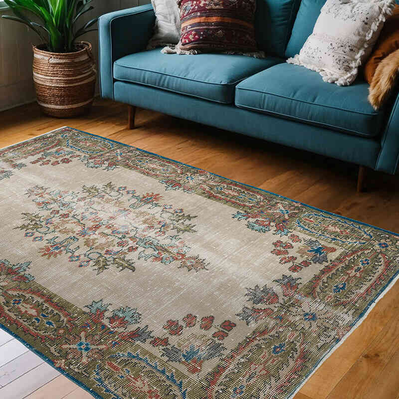 Vintage Turkish Hand-Knotted Rug - 4' 4" x 6' 7" (52" x 79") - K0056776