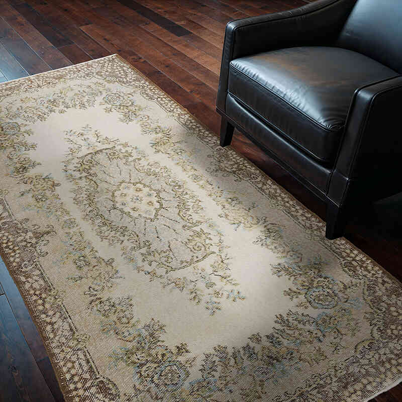 Alfombra Vintage Turca Anudada a Mano - 121 cm x 213 cm - K0056792