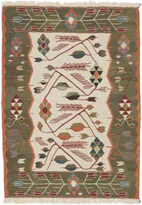 New Handwoven Turkish Kilim Rug - 2' 11" x 4' 2" (35" x 50")
