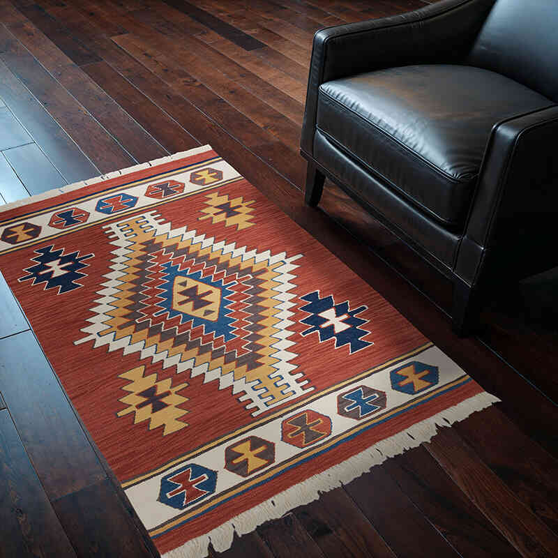 New Handwoven Turkish Kilim Rug - 3' 2" x 4' 6" (38" x 54") - K0056905