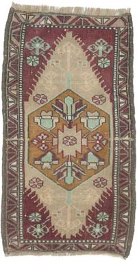 Alfombra Vintage Turca Anudada a Mano - 58 cm x 106 cm