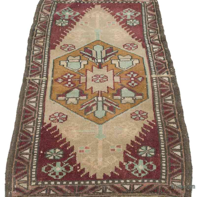 Alfombra Vintage Turca Anudada a Mano - 58 cm x 106 cm - K0057179