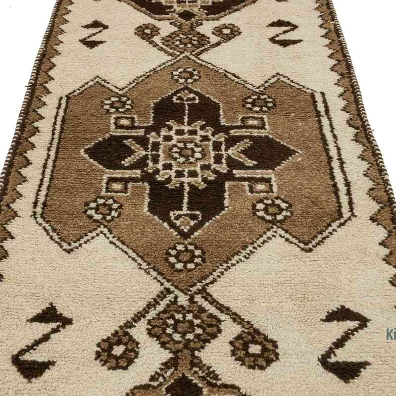 Beige, Brown Vintage Tribal Runner Rug - 3' 3" x 10' 8" (39" x 128") - K0057195