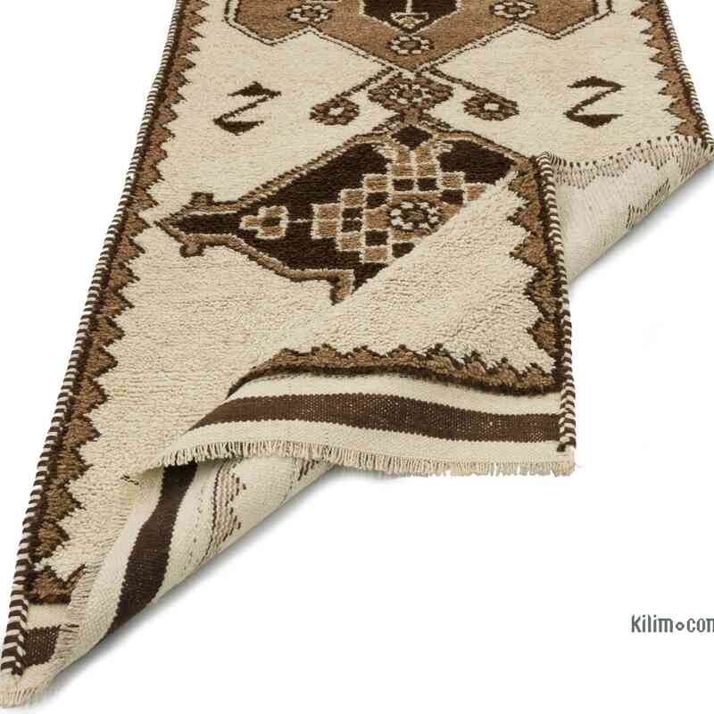 Beige, Brown Vintage Tribal Runner Rug - 3' 3" x 10' 8" (39" x 128") - K0057195