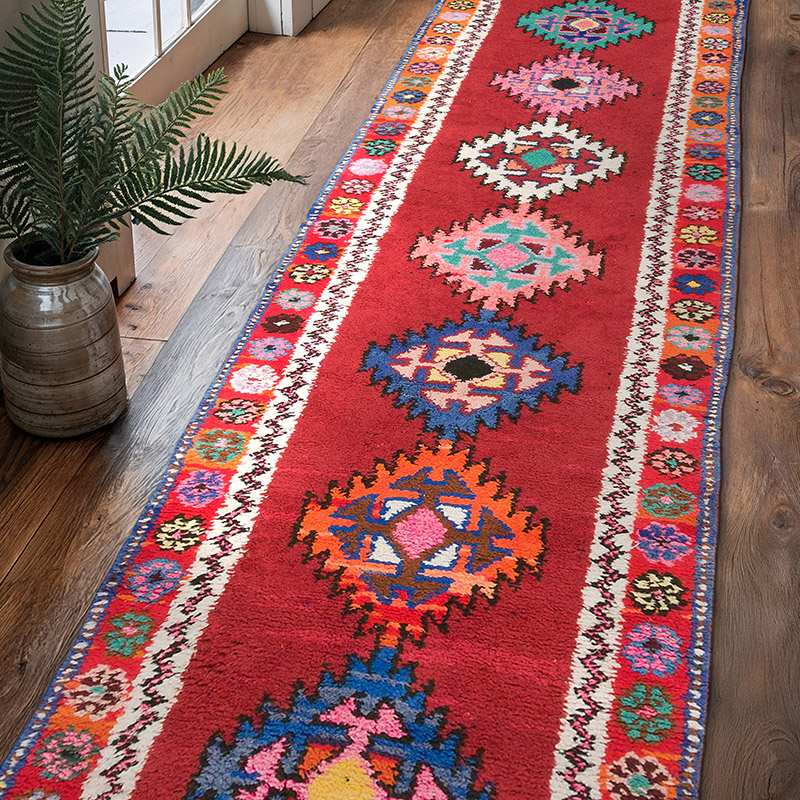 Vintage Tribal Runner Rug - 2' 9" x 10'  (33" x 120") - K0057231