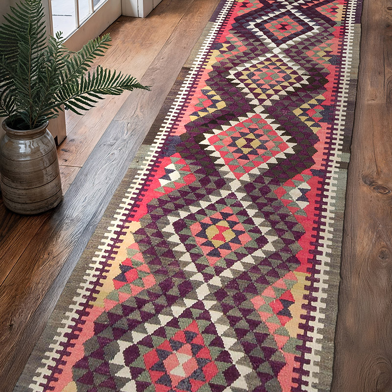 Vintage Tribal Kilim Runner - 3'  x 10' 10" (36" x 130") - K0057260