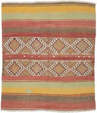 Vintage Sivas Kilim Rug - 4' 4" x 4' 10" (52" x 58")