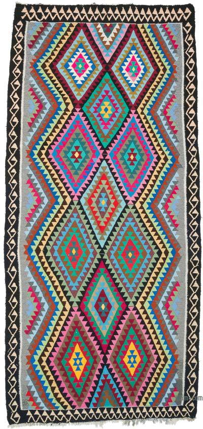 多色复古Sivas Kilim地毯-5'4“ x 12'（64英寸x 144英寸）