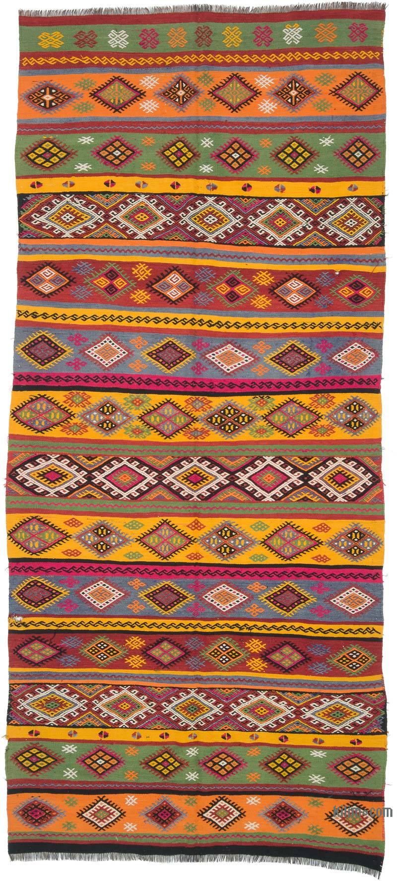 Multicolor Vintage Sivas Kilim Rug - 5' 6" x 12' 4" (66 in. x 148 in.) - K0057289