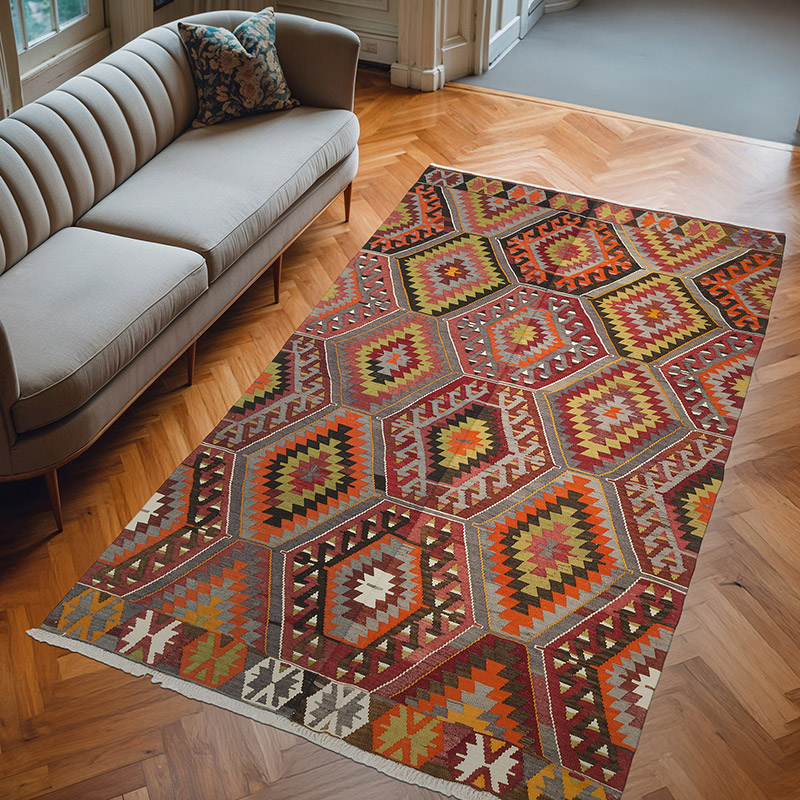 Çok Renkli Aydın Kilimi - 170 cm x 285 cm - K0057290