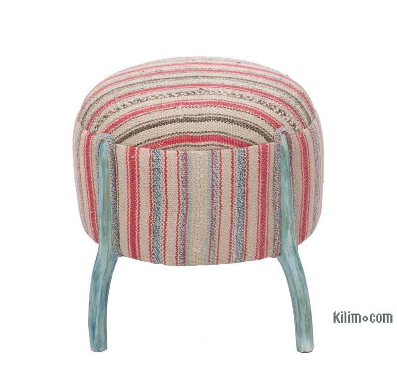 Vintage Kilim Upholstered Stool - K0057309