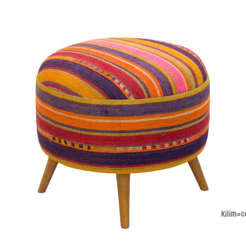 Kilim Upholstered  Stool - K0057323