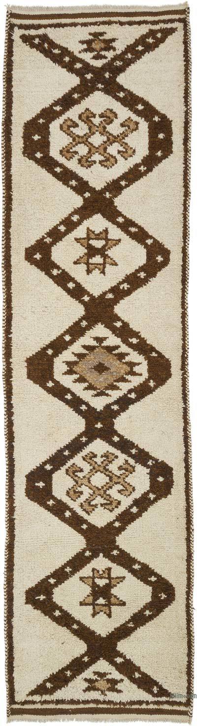 Bej, Kahverengi Vintage Anadolu Yolluk - 100 cm x 370 cm