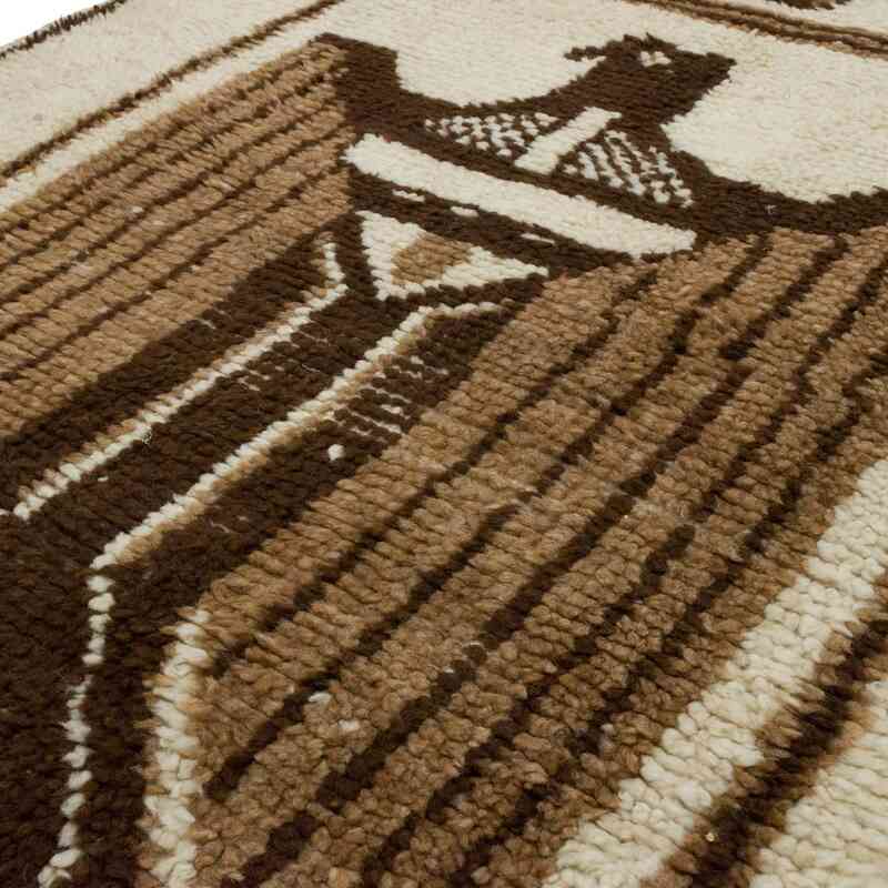 Beige, Marrón Alfombra Turca Vintage de pasillo - 100 cm x 364 cm - K0057404