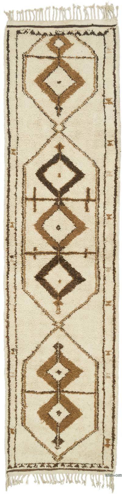Bej, Kahverengi Vintage Anadolu Yolluk - 95 cm x 370 cm