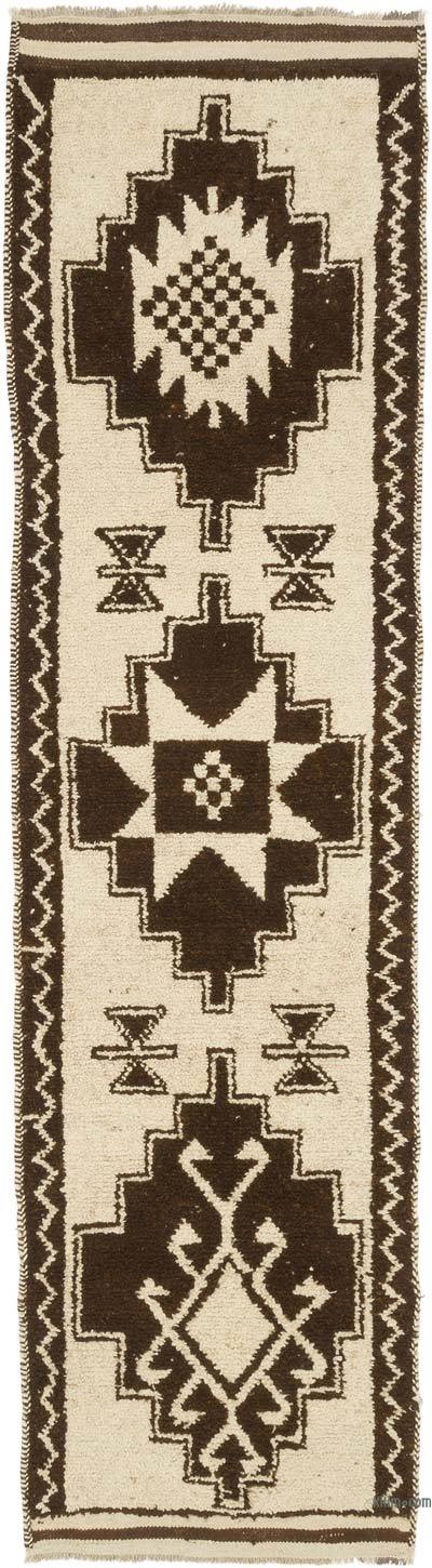Beige, Brown Vintage Turkish Runner Rug - 3'  x 11'  (36 in. x 132 in.)