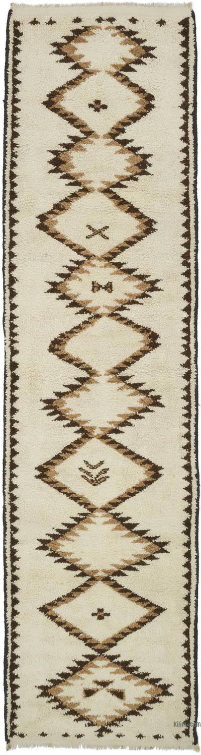 Bej, Kahverengi Vintage Anadolu Yolluk - 96 cm x 365 cm