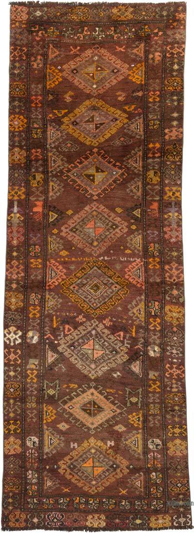 老式土耳其格子地毯- 3' 7