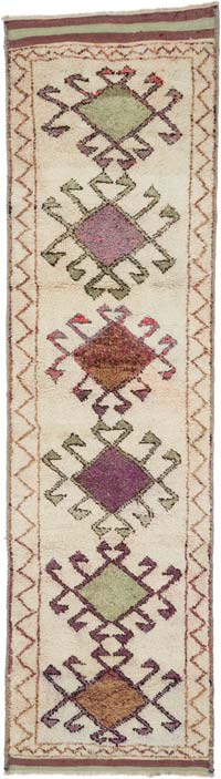 Beige Alfombra Vintage de pasillo - 98 cm x 347 cm