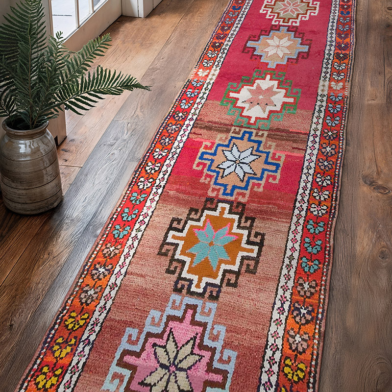 Alfombra Vintage de pasillo - 95 cm x 388 cm - K0057448