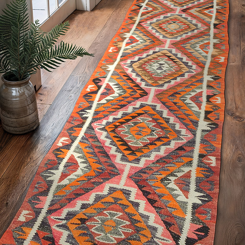 Vintage Tribal Kilim Runner - 2' 9" x 9' 11" (33" x 119") - K0057470