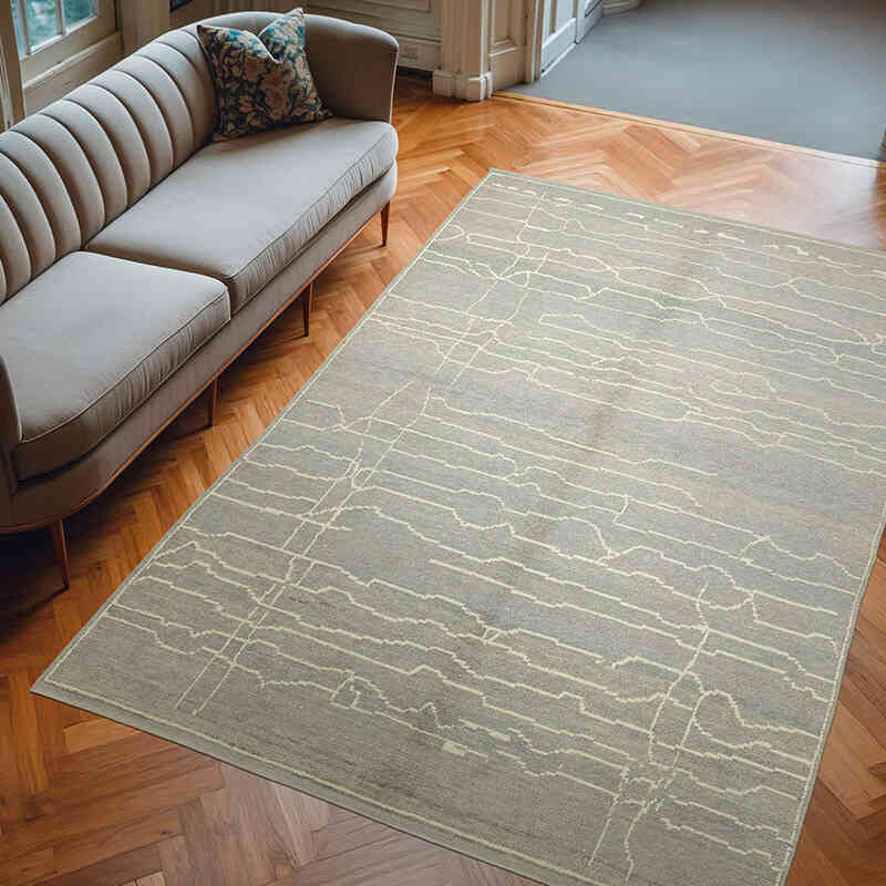 New Moroccan Style Hand-Knotted Tulu Rug - 6' 7" x 9' 7" (79" x 115") - K0057502