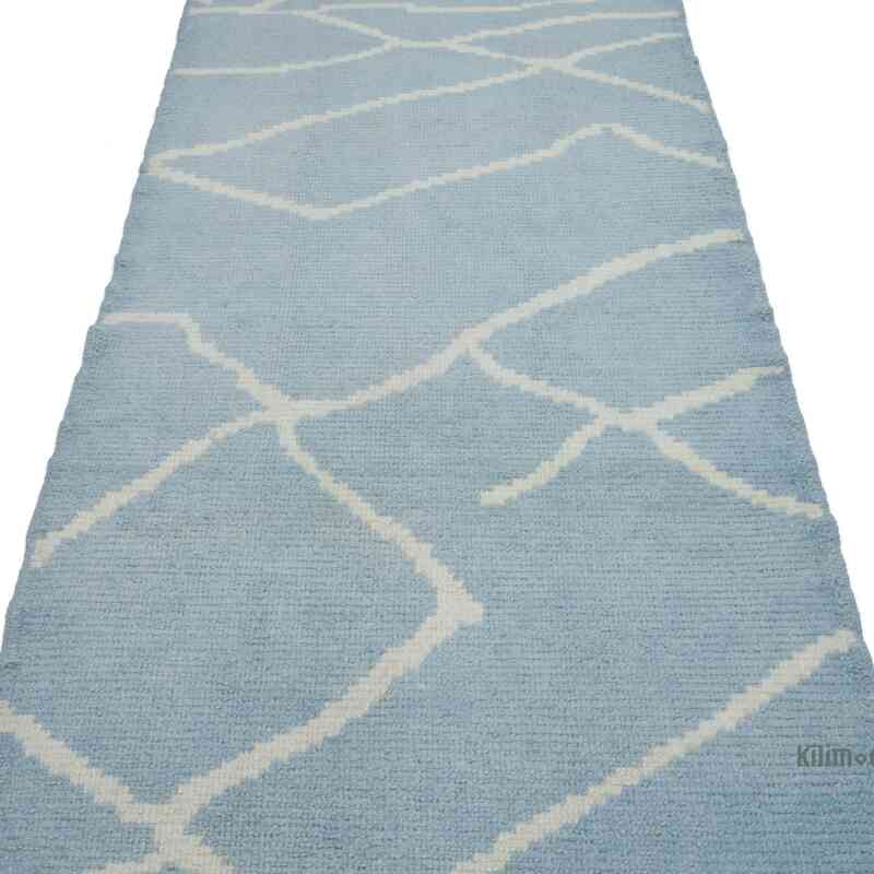Açık Mavi Fas Stili Yeni Tülü Yolluk - 90 cm x 436 cm - K0057557