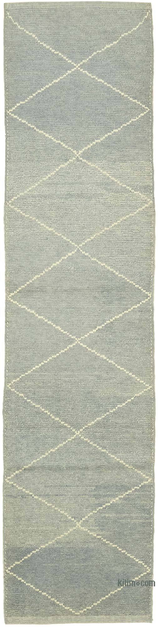 New Moroccan Style Hand-Knotted Runner - 2' 10" x 11' 5" (34 in. x 137 in.) - K0057559
