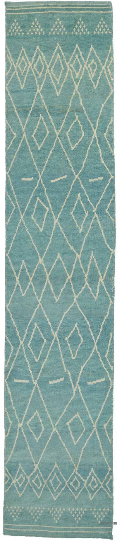 New Moroccan Style Hand-Knotted Runner - 2' 11" x 14' 7" (35 in. x 175 in.)