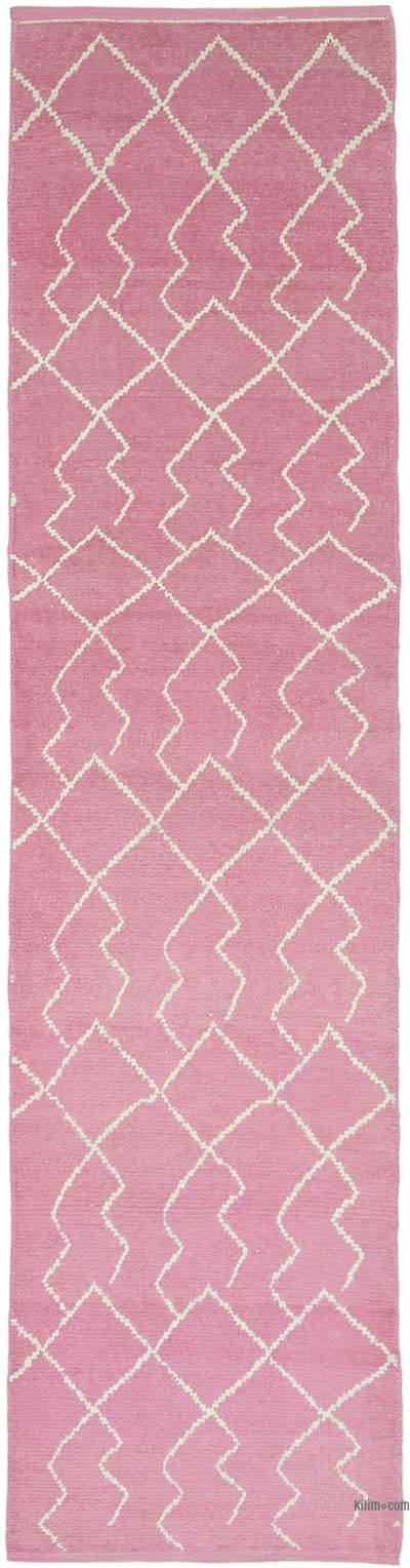 New Moroccan Style Hand-Knotted Runner - 3' 1" x 12' 2" (37 in. x 146 in.)