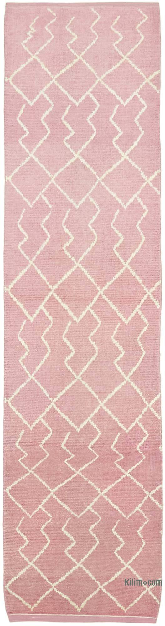 New Moroccan Style Hand-Knotted Runner - 2' 11" x 11' 7" (35 in. x 139 in.) - K0057570