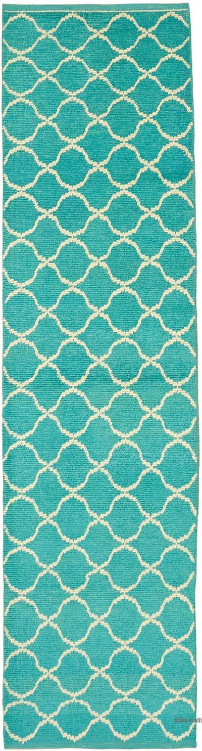 New Moroccan Style Hand-Knotted Runner - 3' 1" x 11' 10" (37 in. x 142 in.)