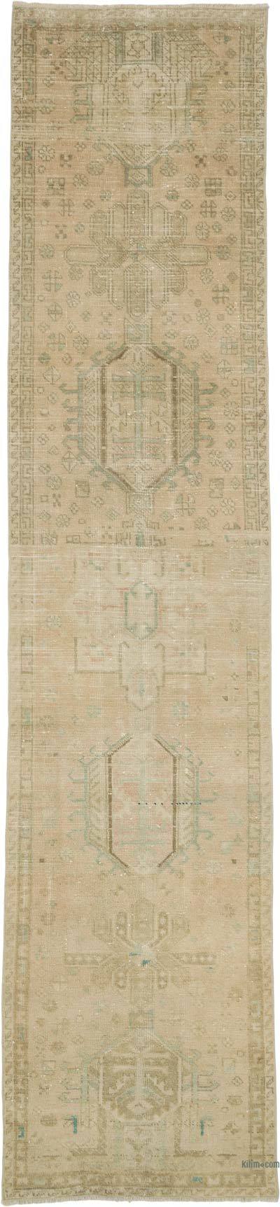 Vintage Oriental Hand-Knotted Runner - 3'  x 12' 10" (36 in. x 154 in.)