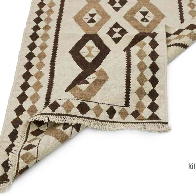 Beige, Brown Vintage Tribal Kilim Runner - 3' 1" x 11' 3" (37" x 135") - K0057628