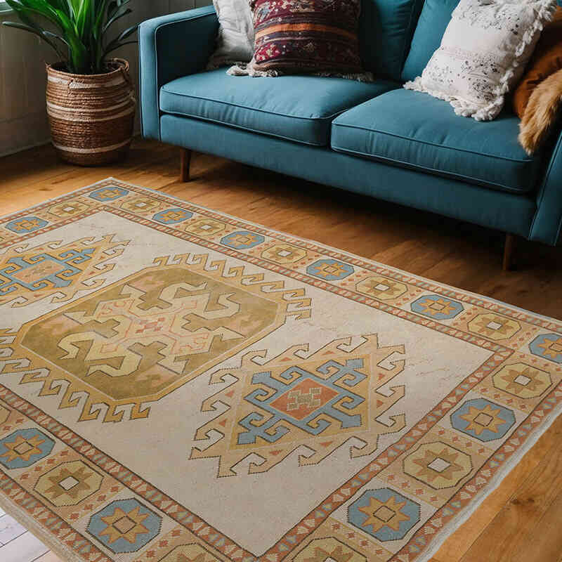 Vintage Turkish Hand-Knotted Rug - 5' 1" x 7' 3" (61" x 87") - K0057655