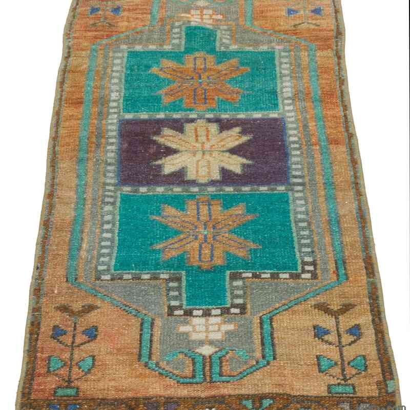 Alfombra Vintage Turca Anudada a Mano - 42 cm x 103 cm - K0057700