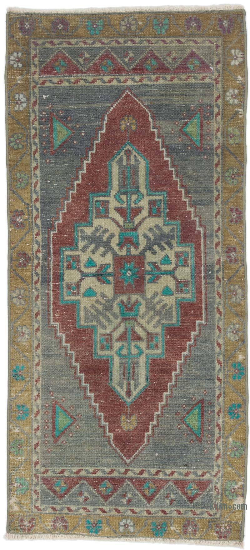 Alfombra Vintage Turca Anudada a Mano - 48 cm x 105 cm - K0057707