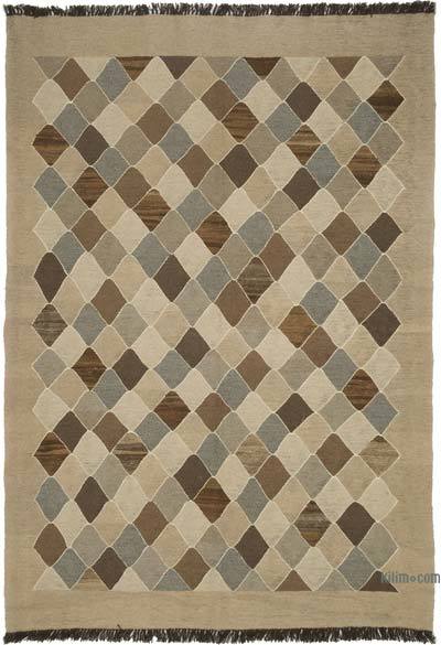 Kahverengi Yeni Kök Boya El Dokuma Kilim - 171 cm x 247 cm