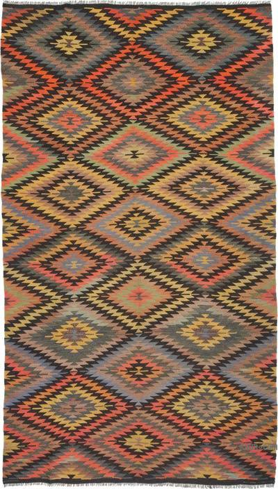 Multicolor Vintage Afyon Kilim Rug - 5' 10" x 10' 3" (70 in. x 123 in.)