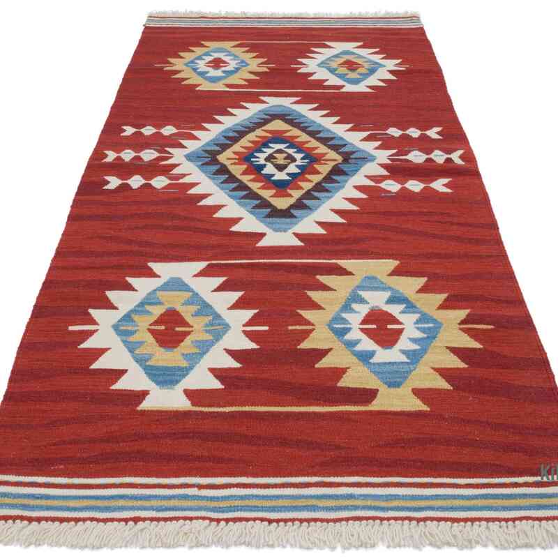 Rojo Corredor Nueva Alfombra Turca Kilim - 95 cm x 220 cm - K0058129