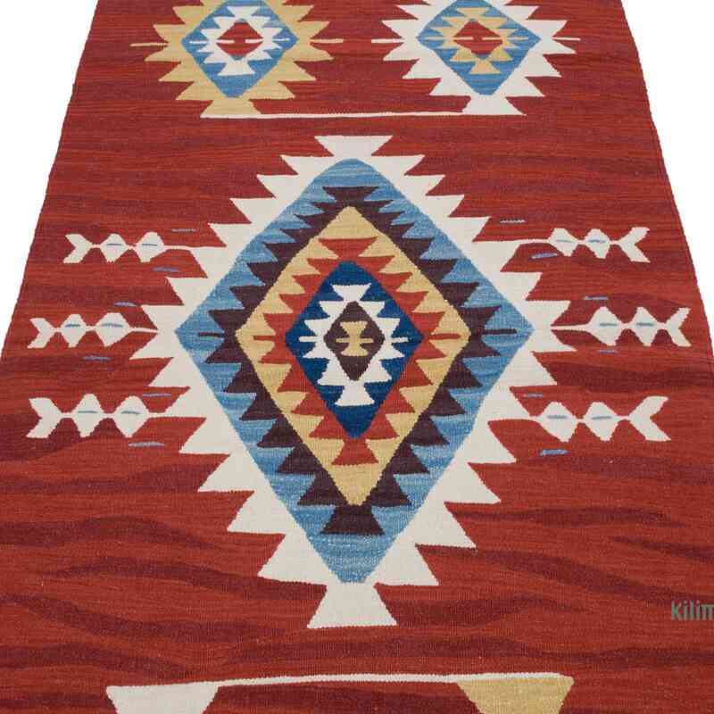 Rojo Corredor Nueva Alfombra Turca Kilim - 95 cm x 220 cm - K0058129