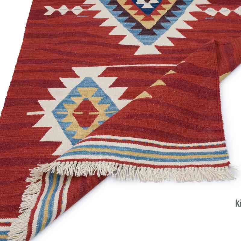 Rojo Corredor Nueva Alfombra Turca Kilim - 95 cm x 220 cm - K0058129