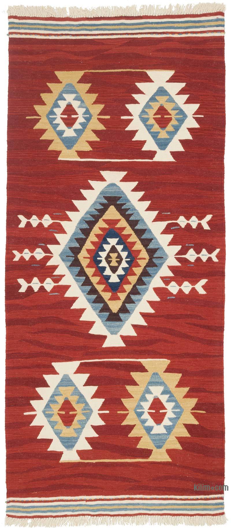Rojo Corredor Nueva Alfombra Turca Kilim - 95 cm x 220 cm - K0058129