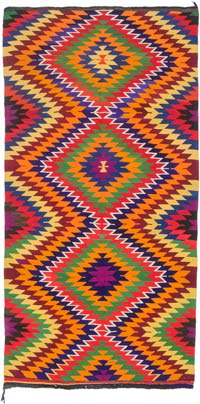 Multicolor Vintage Manisa Kilim Rug - 5' 9" x 11' 1" (69" x 133")