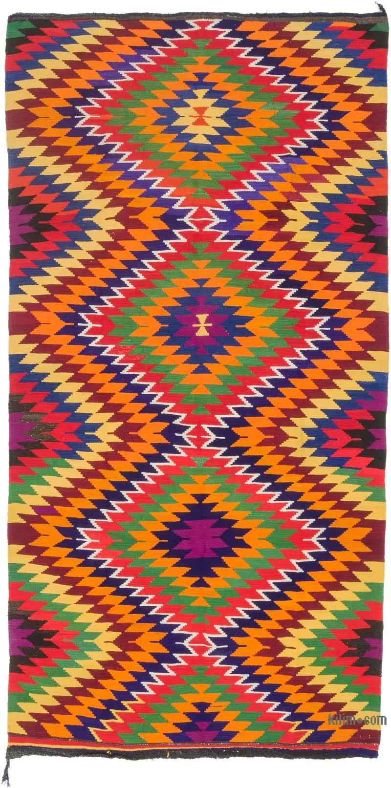Multicolor Corredor Vintage Manisa Kilim - 174 cm x 337 cm - K0058133