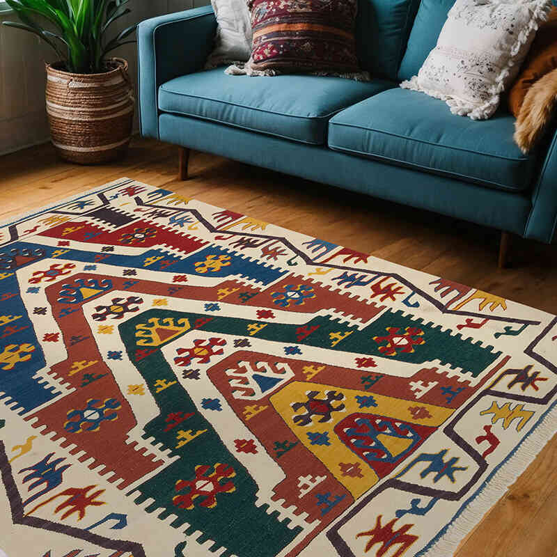 Multicolor Nueva Alfombra Turca Kilim - 155 cm x 201 cm - K0058144