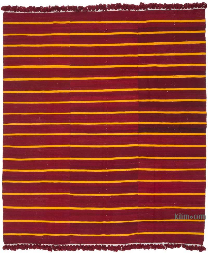 Red Vintage Mersin Kilim Rug - 6' 7" x 7' 7" (79" x 91") - K0058145